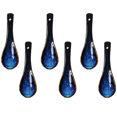 Συλλογή Κεραμικών Κουταλιών Σούπας, Aurora Retro Blue Glaze Προσφέρει Απαράμιλλη Ομορφιά,