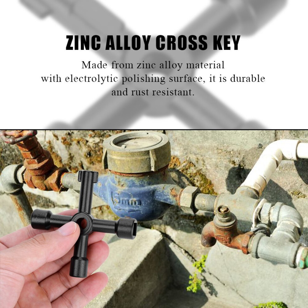 Cross Shape Utility Wrench, International Generic Multi-Functional Tool For Gas, Water, Electricity, Durable Zinc Alloy & Electrolytic Polishing 9405630138979