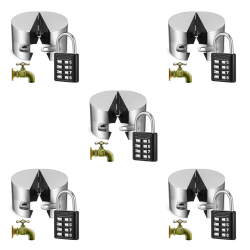 5Sets Außenspülhahn Schloss Mit Zahlenschloss Silber 2