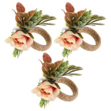 6Stk Floral Aus Juteseil Mit Oranger Rose Für Hochzeit