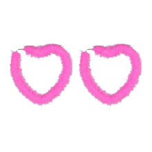 Zoete coole pluche hart hoepel oorbellen overdreven-Roze