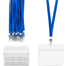 Name Tag Solution, Reusable Easy Assembly Badge Holder With Flexible Lanyards, Premium Dimensions For Clear PVC Material Card Protectors For Wide Rang