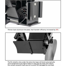 Innovatieve, door warmte aangedreven kachelventilator voor magnetische rookgasafvoerbuizen. De geanodiseerde aluminium constructie garandeert