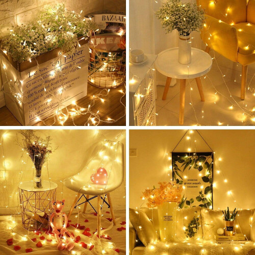 Extendable Light Chains for Indoor Outdoor Decor, Battery Operated LED String Lights 8 Modes with Timed Function, Waterproof Christmas Decor with 2