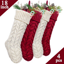 Decoração de Natal em Família, Meias de Natal de Tricô com Fio Grosso, Enfeite de Natal Reutilizável e Durável para Pendurar e Presentear