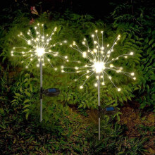 Iluminação decorativa para exteriores, luzes solares de jardim à prova d'água, formatos personalizáveis, luzes de fogos de artifício, energia