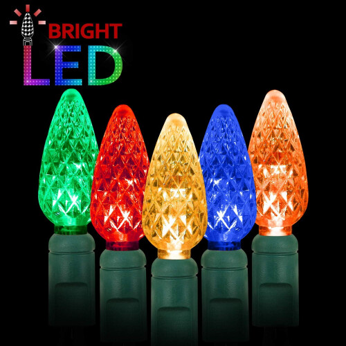 Πολύχρωμα χριστουγεννιάτικα φωτάκια C6LED σε κορδόνι, εξαιρετικά αδιάβροχα που