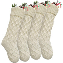 Meias de Natal de tricô com charme rústico elegante, fibras acrílicas e material semelhante à caxemira para proteção durável no inverno e