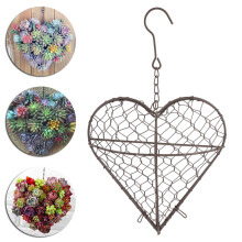 Struttura a ghirlanda in filo metallico per piante sospese, portavaso in metallo a forma di cuore per piante grasse, cestino decorativo in ferro per