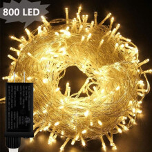 Lichterkette für drinnen und draußen, warmweiße Weihnachtsbaumdekoration, 8 Modi, wasserdicht, mit Timer