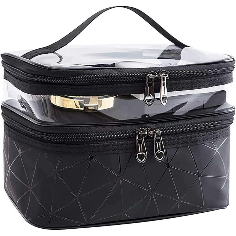 Cosmetic Bag Organizer with Brush Slots, Waterproof and Portable Toiletry Bag for On-the-Go Beauty