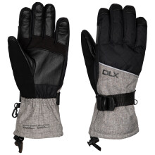 (L, Black/Grey Marl) DLX Womens Ski Gloves Leather Detail Sengla