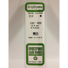 EverGreen EVG213 0.10 in. Styrene Round Rod Railroad Scratch Building Supply, White