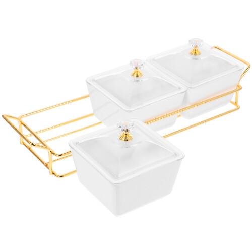 2Sets Keramische Verdeelde Serveerschalen Voor Snacks En Fruit Wit