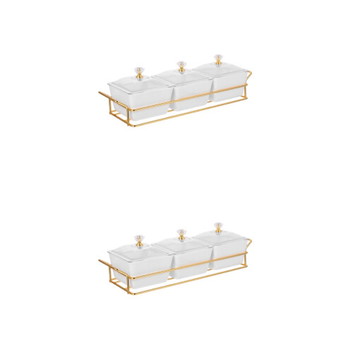 2Sets Keramische Verdeelde Serveerschalen Voor Snacks En Fruit Wit 2