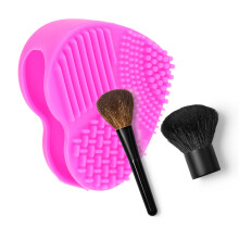 3Stk Silikon Pinselreinigungsmatte Herzform Makeup Reinigungsset Rosé