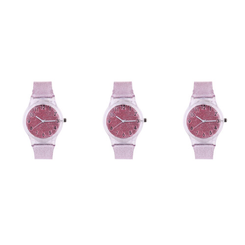 3Ud Niños Transparente Rosa Silicona Glitter Resistente Y Cómodo 2