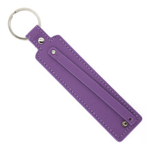 PU Leather Round Keychain Bright Colorful PU Leather-Purple