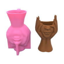Silicone Flowerpot Mold Face Concrete Clay Craft Mould DIY-Head