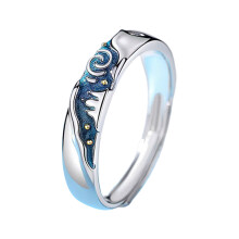 Gogh Couple Rings Student Painting Finger Rings for Women-male