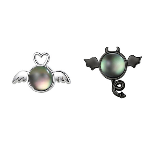 Mode Engel und Dämon Ohrringe Mini Asymmetrische Piercing