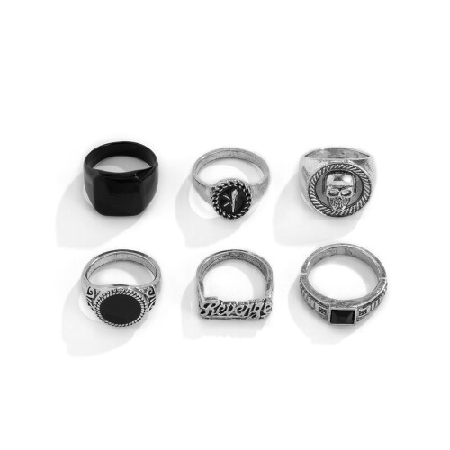 Ensemble de bagues en cristal géométrique, gothique,-Argent