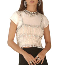 Handmade Woven Body Chain Camisole Imitation Pearl Crystal