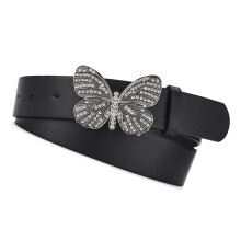 Cinturón negro de mariposa 108x3,4 cm talla única