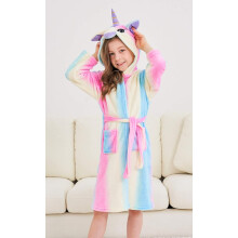 Accappatoio caldo per bambine, accappatoio con cappuccio in pile di flanella delicato sulla pelle con cappuccio grande, pigiama morbido e accogliente