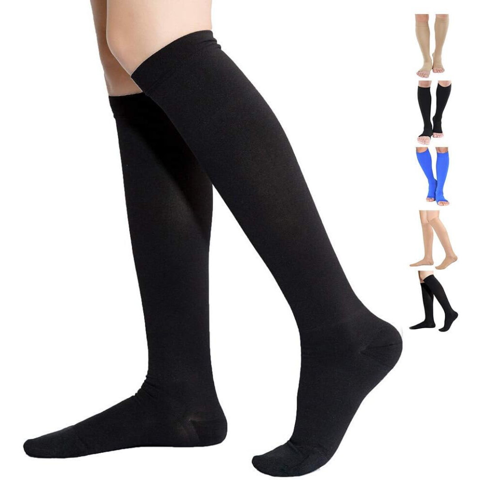Varicose Veins Relief with Calf and Ankle Support, Compression Socks for Travel Support & Edema Treatment, Anti-Embolic Seamless Knitting for Men