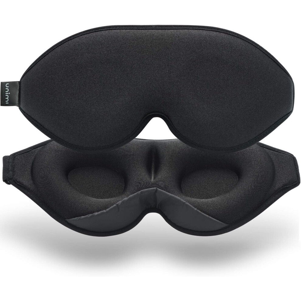 Sleep Mask, 3D Contoured Design Ensures Complete Darkness, Zero Pressure Eye Sockets Allow Blinking Freely Without Touching Eyelashes For Women Men,