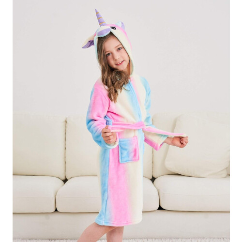 Πυτζάμες Unicorn για κορίτσια, Ζεστή φλις μπουρνούζι με μεγάλη κουκούλα, Μαλακή 2