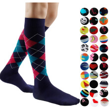 Men's Dress Socks With Compression Support, Improves Circulation Knee High Socks Featuring Circulatory Knit Pattern, Progressive Compression