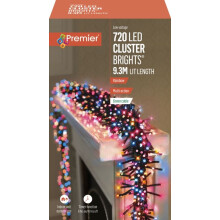 Premier Indoor Outdoor Christmas 720 LED 9.3m Multi-Action Cluster Supabrights With Timer Rainbow