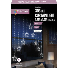 Premier Indoor & Outdoor Low Voltage 303 LED Curtain Christmas Lights 1.2M