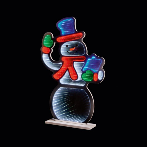 Premier Snowman Christmas Infinity Mirror Light Decoration LED Xmas Light 60cm
