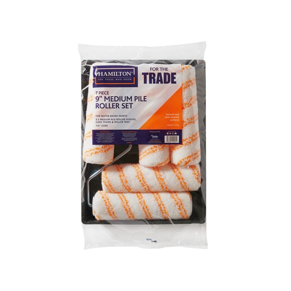 Hamilton For The Trade Medium Pile Paint Roller Set 7 Piece with Tray 9in - Image 9