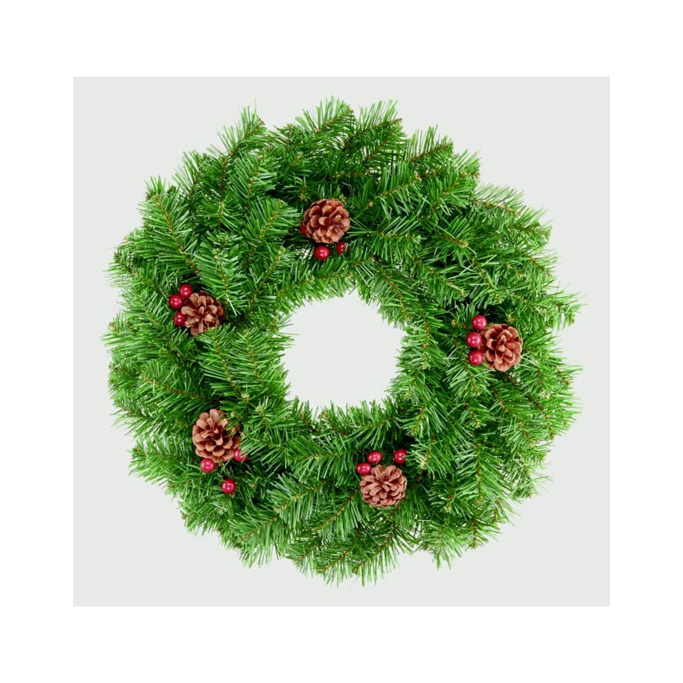 Premier 270Cm (9Ft) Christmas Garland Decoration With Berries & Cones Red