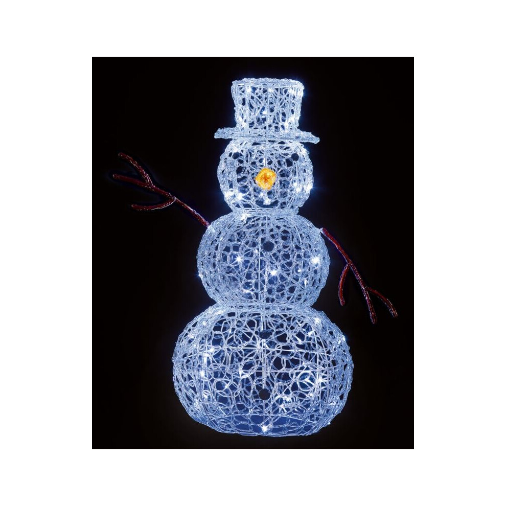 New Premier 90Cm Acrylic Snowman With 80 Twinkling Leds White