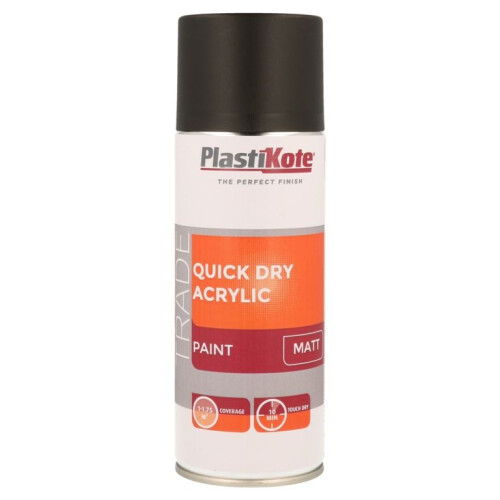 PlastiKote PlastiKote - Quick Dry Acrylic Spray 400ml - Black Matt