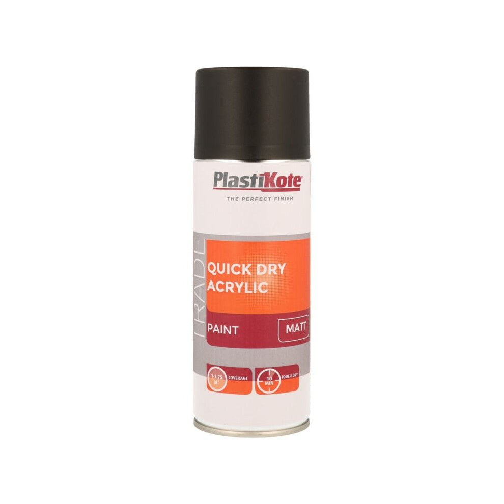 Plastikote - Quick Dry Acrylic Spray 400Ml - Matt Black