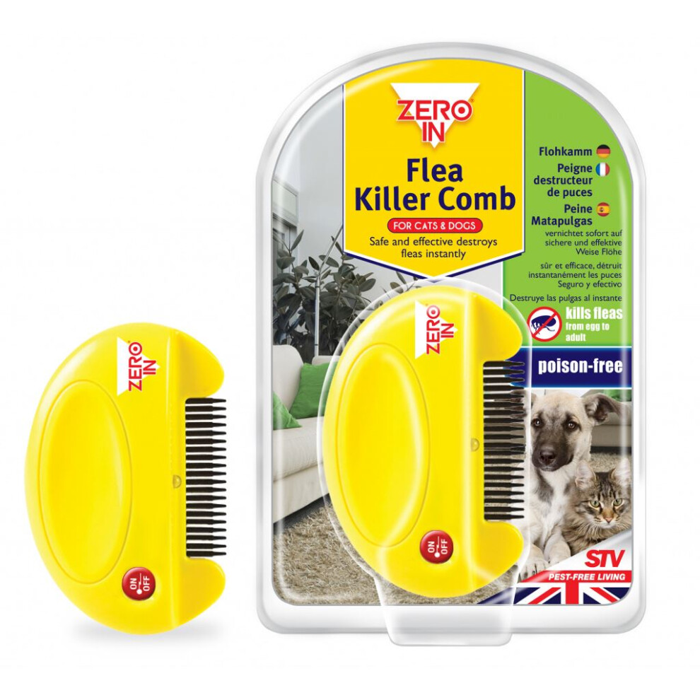 Flea Killer Comb For Cats & Dogs - Zero Poison Free Stv Kills Fleas -  flea comb killer zero dogs cats poison free stv kills fleas