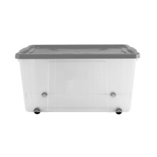 Premier Wheeled Box 100L Clear / Platinum Lid & Wheels - 050385004