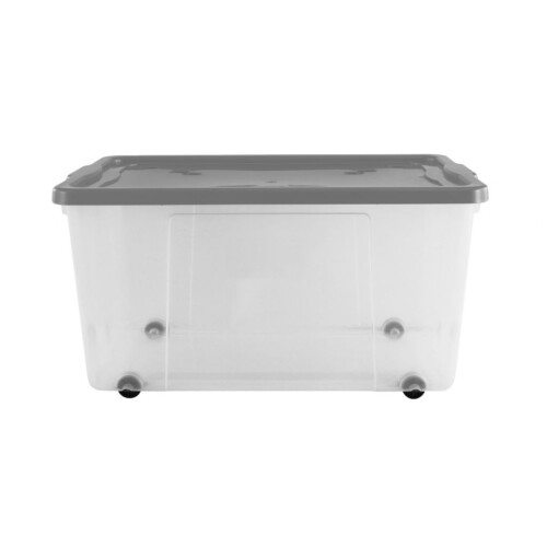 Premier Wheeled Box 100L Clear / Platinum Lid & Wheels - 050385004