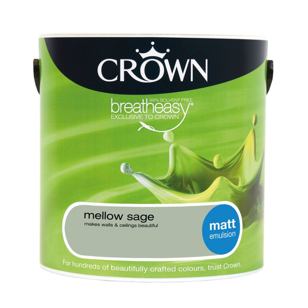 Crown (Mellow Sage) Matt Paint Emulsion Walls & Ceilings 2.5L Not,Specified