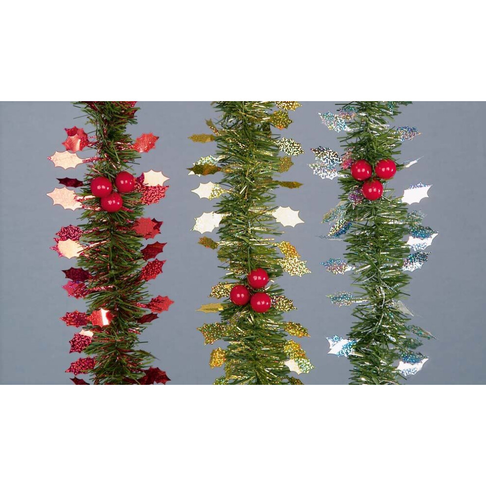 Premier Tinsel Garland Holly Leaf And Berries 2.7M 654080
