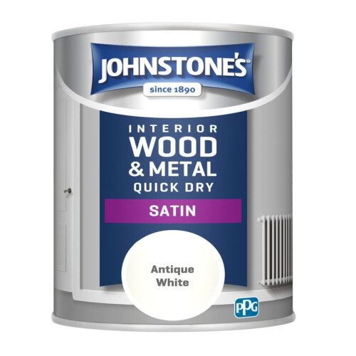 Johnstones Interior Wood & Metal Quick Dry Satin Paint 750ml Antique White