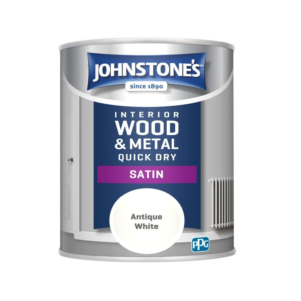 Johnstone's Interior Wood & Metal Quick Dry Satin Paint 750Ml Antique White