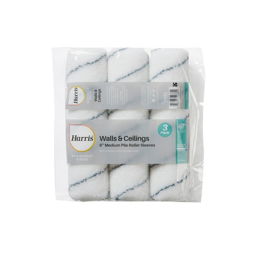 Harris Seriously Good Medium Pile Replacement Paint Roller Sleeves 9in Set of 3 - Image 11