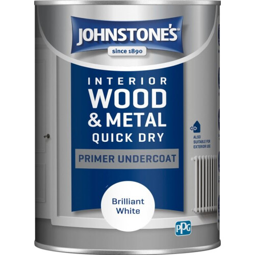 Johnstone's Quick Dry Primer Undercoat, 1.25l Brilliant White, By Johnstone's 2